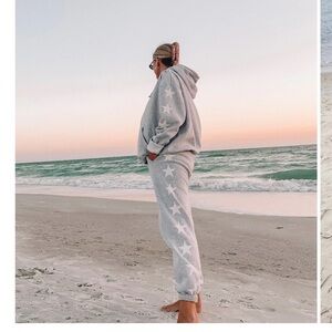 Gray Star Print Hoodie and Joggers Starfit Set